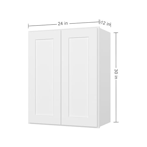 Image of Furinno Shaker Wall Kitchen Cabinet, Ready to Assemble, 12 D x 24 W x 30 H, White