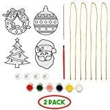 315 Products 4 Yesfancy Ornaments- Crafts for Kids, Girls, Boys Ages 4 & Up- Santa, Christmas Tree, Wreath & Ornament- Incl. Hanging Strings, Paint, Paint Brush, Paint Stick & Suction Cups (2 Pack)