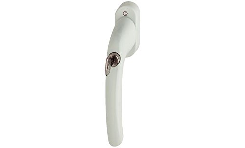 Hoppe Maniglia per finestra modello Tokyo 0710s/U26 IN ALLUMINIO, 90 gradi rasterung per anta ribalta, chiudibile a chiave, Bianco