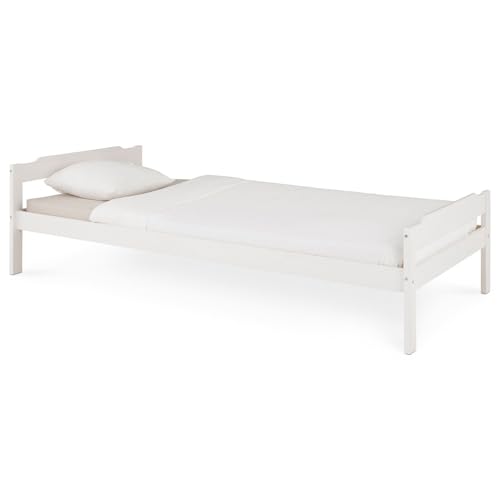 IDIMEX Massivholzbett Moritz Einzelbett 90x200cm, weiß - Jugendbett, Tagesbett, Gästebett, Bettgestell aus Kiefer Massivholz