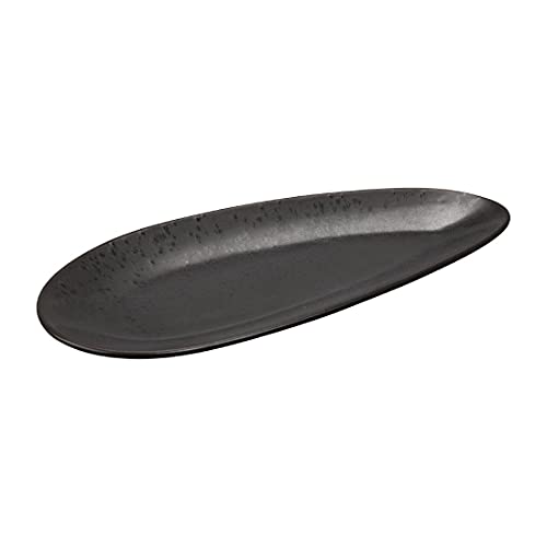 Olympia Fusion Unique Oval Plate - Porcelain - Unglazed Foot - 357 x 172 mm, Black, 357 x 172mm - Image 2