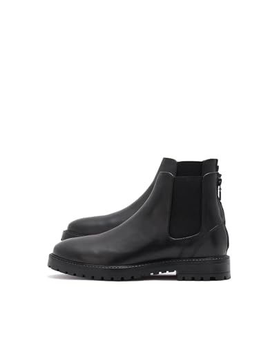 Buy Rarez Men's Gum-1 Black Leather Fabric Chelsea Boots at Amazon.in - Image 5