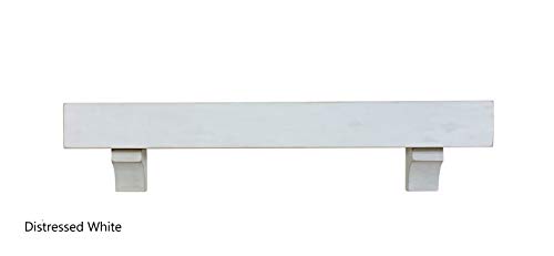 Distressed White or Black Rustic Wood Beam Floating Shelf Fireplace Mantel with Corbels U Pick Size & Finish