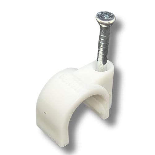 Lumonic 100 x Nail Clamp 10 mm for White Cable - Clamp with 22 mm Nail e.g. for Wall Mounting - Cable Ties Dif