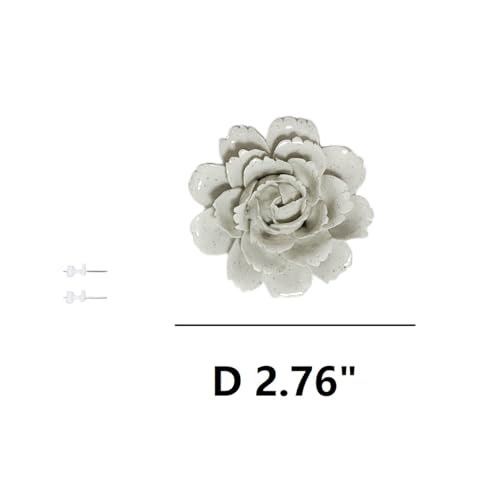 Image of Ceramic Flower Wall Art Decor, Artificial Flower Wall Sculpture,Handmade Ceramic Flowers for Home,Hallway,Living Room, Kitchen,Bathroom (Spotted Color,Camellia, 2.76 inch)