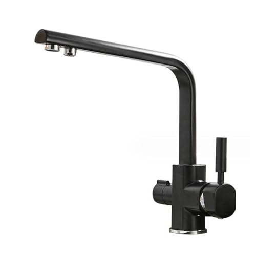 Robinet de cuisine 3 voies laiton rotation 360° noir mat