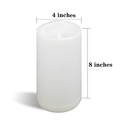 Image of CANDLE CHOICE Waterproof Outdoor Battery Operated Flameless Candles with Timer Large Plastic Resin Bright Flickering Electric LED Pillars Lantern Garden Wedding Christmas Decorations 4 inch(D)x8 inch(H) 2 PCS