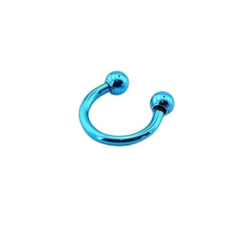 P385 Yarım Halka Piercing, Parlak Mavi Top Uçlu