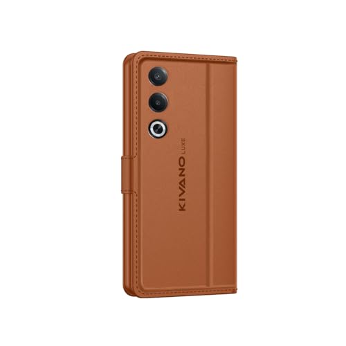 Image of KIVANO LUXE Compatible for Oppo K12x 5G / Oppo A3 Pro 5G Luxury Handmade Leather Magnetic Flip Folio Case | Card Holder & Kickstand | Slim Protective Cover | Unisex - Brown