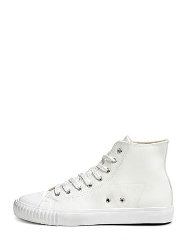 Baskets homme blanc Guess Fm8nwh ele12 en cuir chic