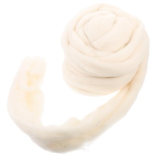 Gogogmee Natural Roving Wool Fiber Felting Yarn Bulk 200g Soft Felting Wool for DIY Crafts Needle Supplies