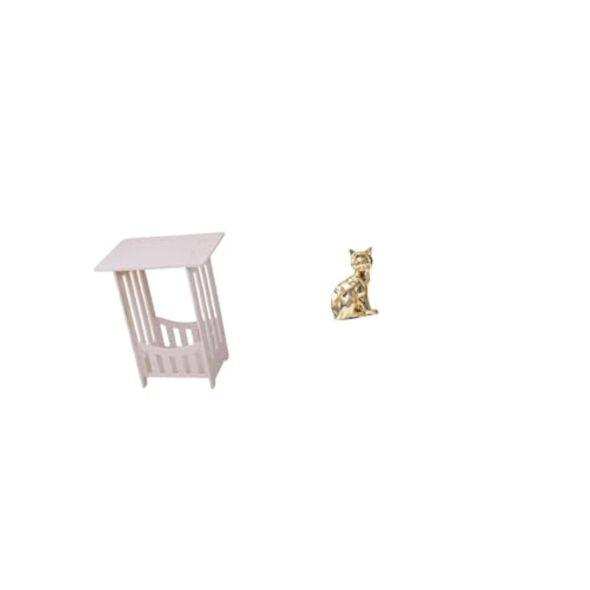 Bedside Table with Cat Statue Decorative Figurine