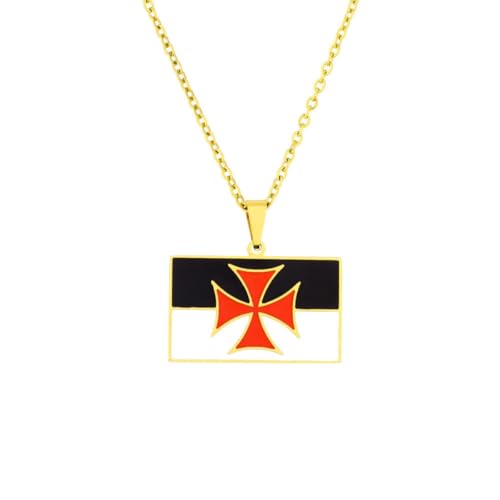 LUTAKU Collar con colgante de bandera de caballeros templarios para mujeres y hombres, collar de caballeros templarios, accesorios de joyería de bandera de acero inoxidable, one size, Acero inoxidable