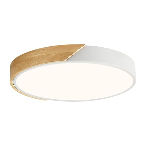 Vikaey Plafoniera LED Soffitto Legno, Moderna Plafoniera led soffitto Bianco ，40 CM plafoniere da soffitto In Per Soggiorno Camera Da Corridoio Cucina Letto Bagno Soggiorno Balcone Studio(4000K 36W)