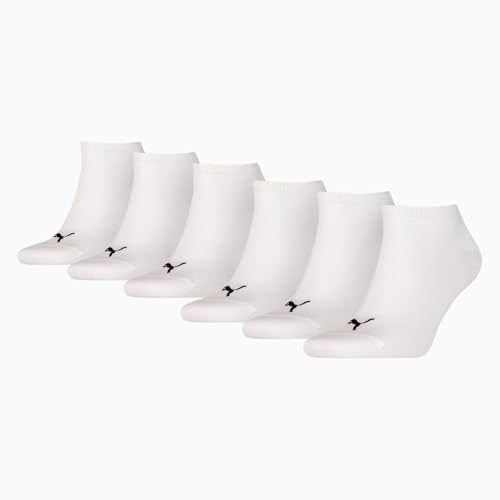 PUMA Unisex Adult's Elements Sneaker Socks (6 Pack), White, 10 US - 12 US