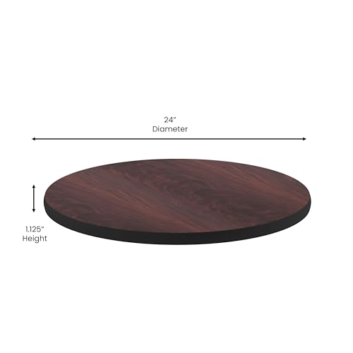 Image of Flash Furniture 24 inch Round Reversible Table Top, Black /Mahogany
