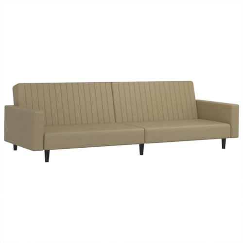 Fauteuil-Lit avec Rayures Verticales, Canapé Convertible avec Dossier Réglable et 6 Pieds de Soutien pour Appartement Salon, Cappuccino 220 x 84.5 x 69 cm...