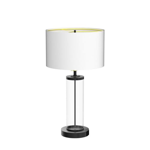 Modern Touch Control Dimmable Table Lamps with 2 USB Ports for Living Room Set of 2, 3-Way Dimmable Bedside Lamps with White Fabric Drum Shades for Reading Bedroom Nightstand Hotel, LED Bulbs Included