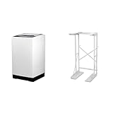 BLACK+DECKER Small Portable Washer, Washing Machine for Household Use, Portable Washer 3.0 Cu. Ft. with 6 Cycles, Transparent Lid & LED Display & BWDS Washer Dryer Stacking Rack Stand, White