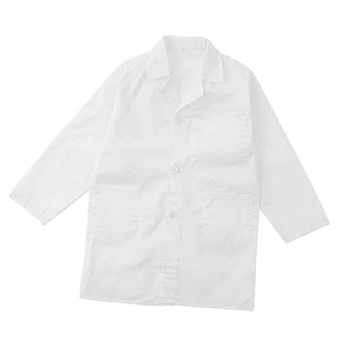 TOYANDONA Bata Infantil Blanca de Laboratorio Ajustada y Cómoda para Múltiples Bolsillos Funcionales para Roles Científicos y Disfraces de Escolar