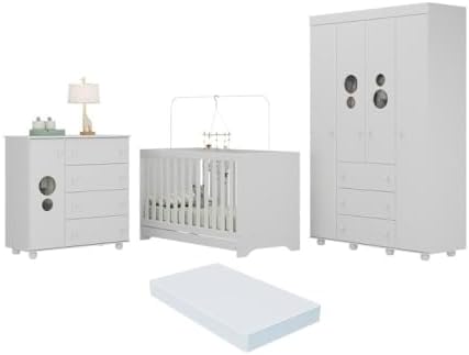 Quarto Infantil Completo com Berço 3 em 1 com Colchão Incluso Mul...