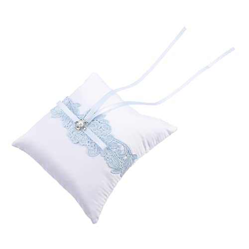 Cabilock 1Pc Bowknot Lace Ring Pillow Elegant Wedding Ring Cushion for Bride Decoration Compact for Ring Bearer Accessories