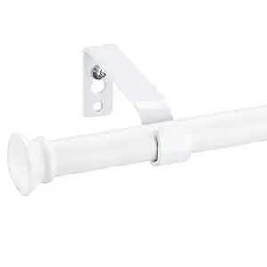 White Curtain Rods, Small Curtain Rods for Windows 48 to 84 Inch, 5/8 Heavy Duty Matte White Curtain Rod Set with Brackets, Adjustable Splicing Drapery Rod