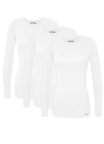 Image of Sivvan Scrubs for Women - Long Sleeve Comfort Underscrub Tee 3-Pack