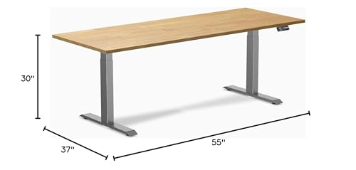 Image of Desky Electric Standing Desk, 80 x 30 inch Rubberwood Height Adjustable Sit Stand Desk, Dual Motor, Memory Presets, Ergonomic Workstation for Home Office - Light Oak Top