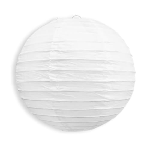 Image of Wanna Party 10 inch White Round Paper Lanterns Decorative Hanging Chinese Japanese Paper Lanterns Lamp for Birthday Halloween Wedding Baby Bridal Shower Fall Home Decor Party Decoration