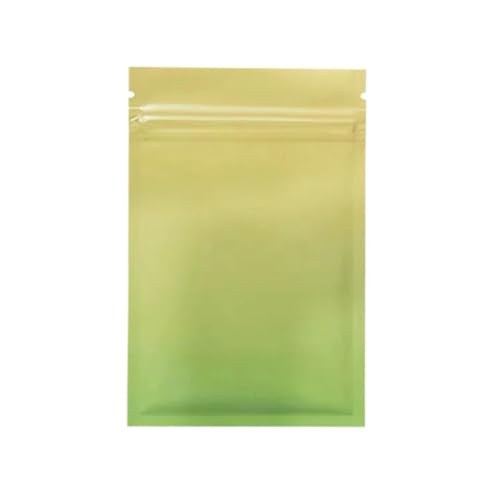 Bolsas de plástico selladas, Bolsas de plástico aluminio con cierre térmico, 100 unidades, cremallera y muesca rasgado(Glossy Lemon Green,15x22cm)