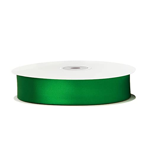 Image of Solid Color Double Faced Green Satin Ribbon 1 inch X 50 Yards, Ribbons Perfect for Crafts, Wedding Decor, Bow Making, Sewing, Gift Package Wrapping and More