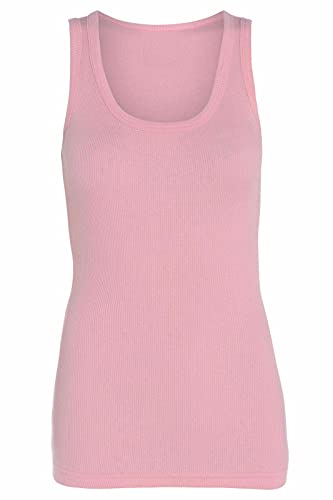 NY Deluxe Edition Desire Clothing Débardeur uni côtelé 100 % coton pour femme Taille 44-56, rose bébé, 54/grande taille