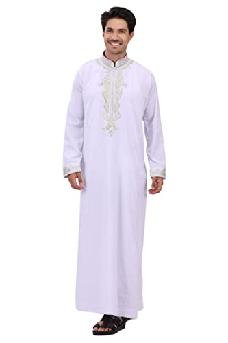 Men's Thoub Arabic thoub Long Sleeve Arab Thobe Embroidery Dress Full Length for Eid & Weddings3
