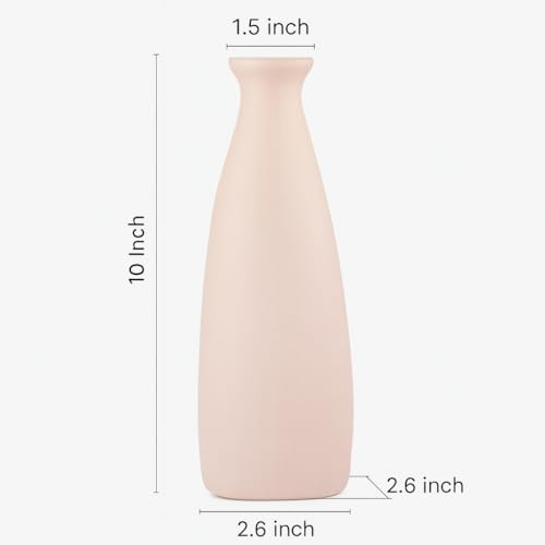 Image of Decorative Ceramic Flower Vase, Minimal Slim Bottle Shape Vase for Pampas Grass, Artificial Flowers, Bedroom, Office & Table Decor (Only Vase) (Slim Triangle Bottle)