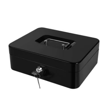 Small Cash Box Metal Cash Box with Money Tray and Lock,Money Box with Cash Tray Metal Money Safe Box M (15 * 12 * 8 CM)-picture-20