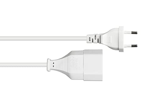 Euro-Flachstecker-Verlängerung. Adapterkabel. Eurostecker auf Eurobuchse. 20cm. weiß.