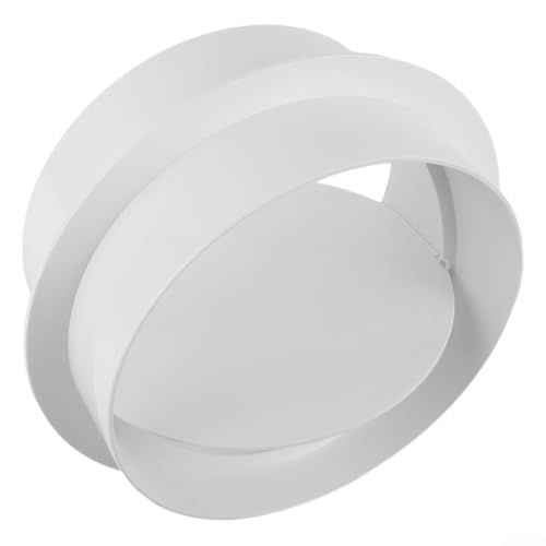 PVC Backdraft Damper for Bathroom Fan and Kitchen Ventilation – Round Pipe Check Valve, White Airflow Control Valve, 80 mm to 200 mm Diameter, Reverse Airflow(200mm)