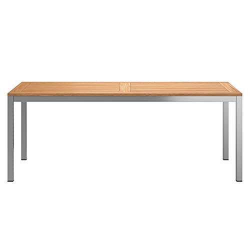 OUTLIV. Gartentisch 200x100 cm Edelstahl/Teak, moderner Esstisch für den Garten oder Balkon, für ca. 8 Personen – Bild 4