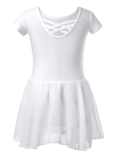 Justaucorps de ballet pour fille robe de danse classique à manches courtes tutu rose