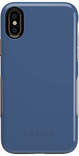Casely iPhone Xs Max Case | Steel Blue on Nude | Bold Protective Design