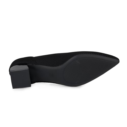 YEOJOU Heels for Women Knit Pointed Toe Women Pump Shoes Low Heel Comfortable Womens Dress Shoes Work3