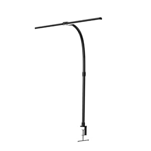 LUXULA LED Doppelkopf Schreibtischlampe, klemmbar, dimmbar, 5 Farbtemperaturen, flexibel einstellbar, 24W, 800lm, schwarz - Tischleuchte Bürolampe Monitorlampe Büro Arbeitsplatz