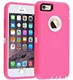Co-Goldguard Case for iPhone 6/6s,[Heavy Duty] 3 in 1 Durable Cover with with Screen Protector Shockproof Drop-Proof Shell Case for Apple iPhone 6/6s 4.7 inch (Pink&White)