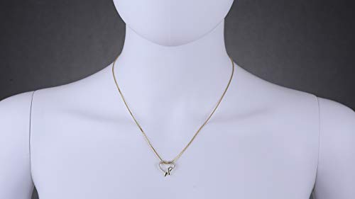 PEORA Genuine Diamond Cross and Ribbon Pendant for Women 14K Yellow Gold, Elegant Diamond Necklace, April Birthstone, Gifts for Birthday, Anniversary, Wedding, w/Jewelry Box2