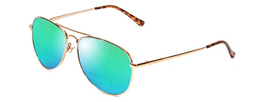 Coyote Classic II Metal Polarized BiFocal Sunglasses +1.75 Gold/Green Mirror Men Women Trendy Sunglass Readers Designer Chic