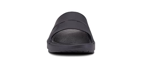 Image of OOFOS OOahh Slide, Matte Black - Men's Size 14, Women's 16 Lightweight Recovery Footwear Reduces Stress on Feet, Joints & Back Machine Washable 16 Women /14 Men