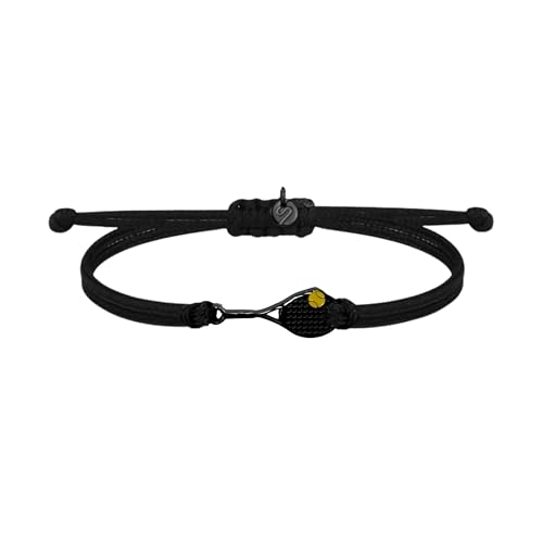 Shopsphère DISTRIBUCIÓN Pulsera Tenis Black Serve | Joyería Tenis Padel Raqueta Collar Colgante | Pendientes Regalos deportivos para Mujer Hombre Niña Niño