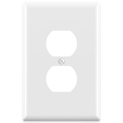 ELEGRP Large Size Outlet Covers Wall Plate 1-Gang Duplex Electric Outlet Covers Unbreakable Polycarbonate Wall Covers UL Listed Color-matched Screws Included (1 Pack Glossy White)