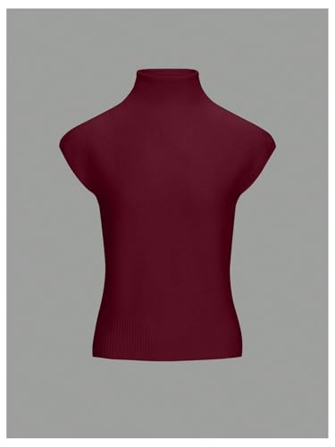 Image of GORGLITTER Women's Mock Neck Sweater Tank Cap Sleeve Knit Top Trendy Dressy Casual Sweaters Vest